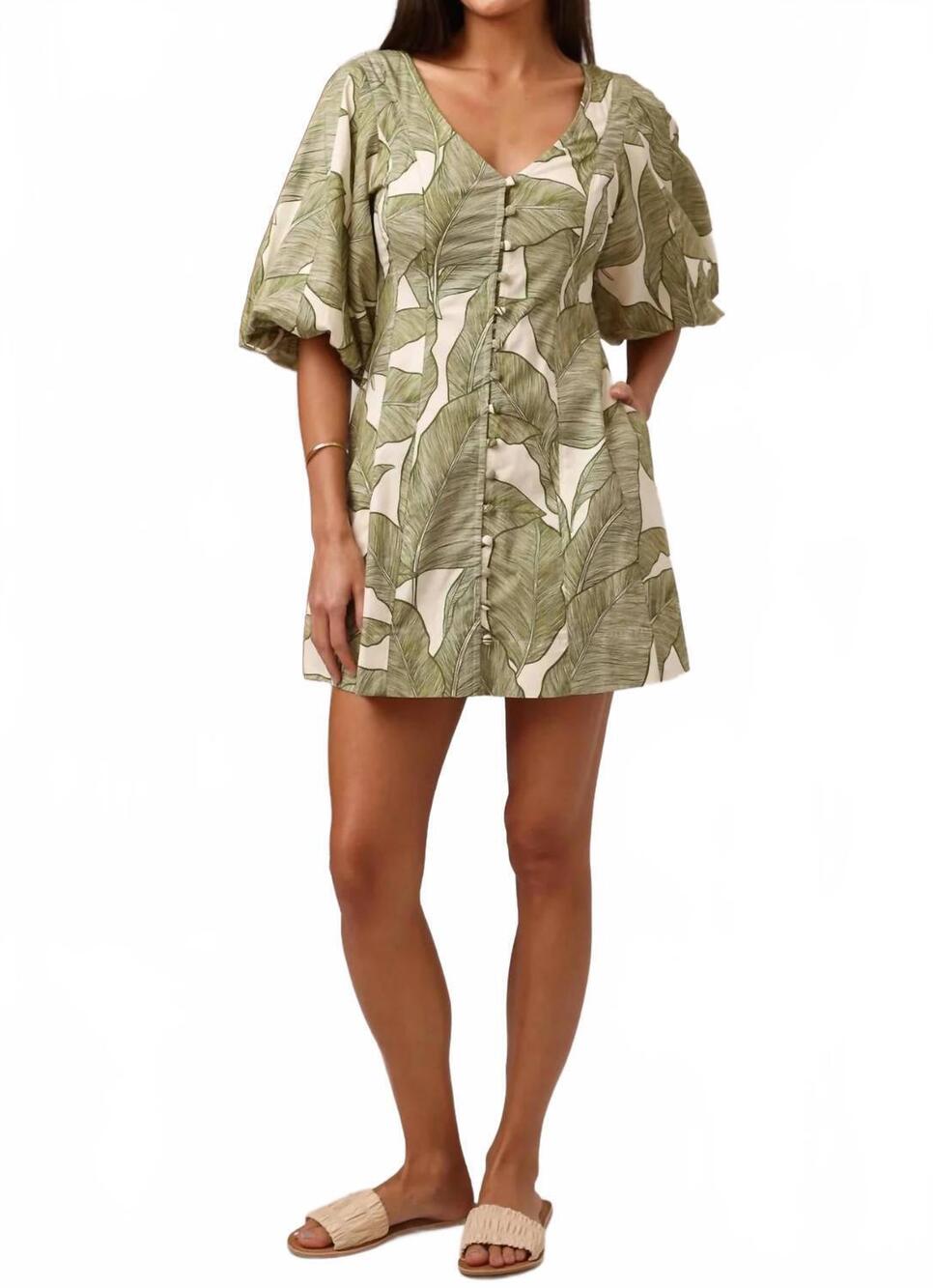 NEW SHORE palmara mini dress in viva palma